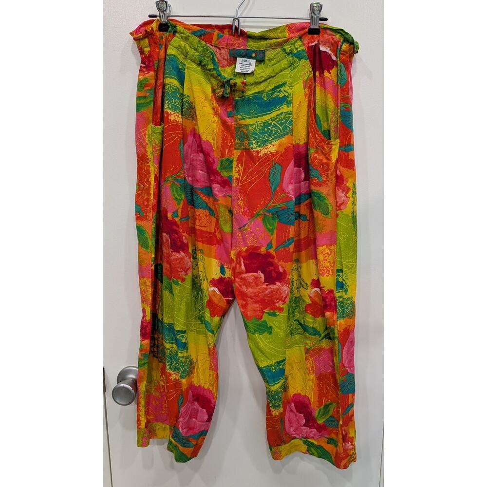Vintage Jams World Colorful Artsy Floral Lightweight Pants Women’s Medium Rayon